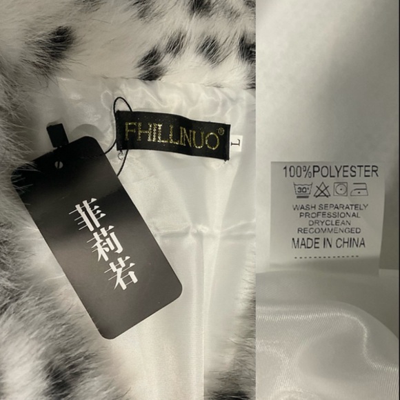 NWT Snow Leopard Faux Fur Plus Size Coat L - Picture 8 of 14